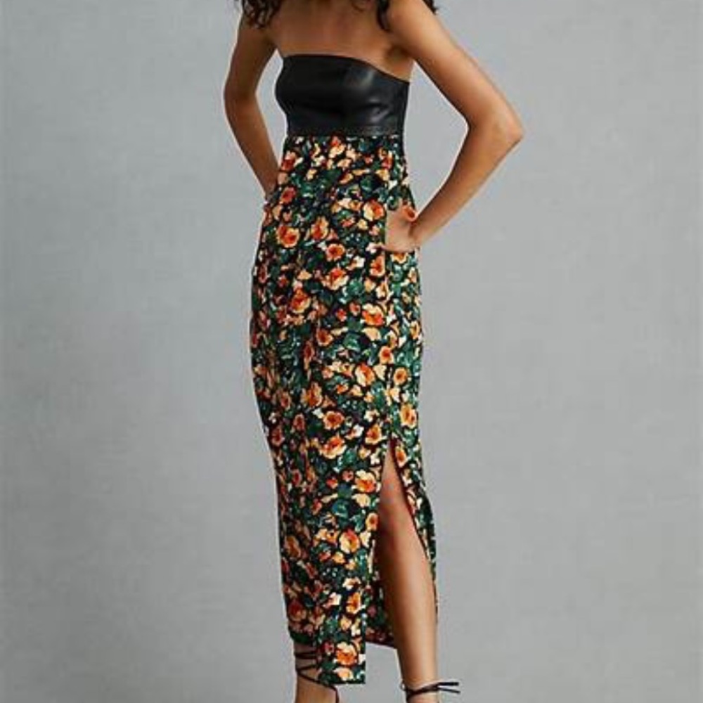 Mare Mare Anthropologie Faux Leather Floral Dress